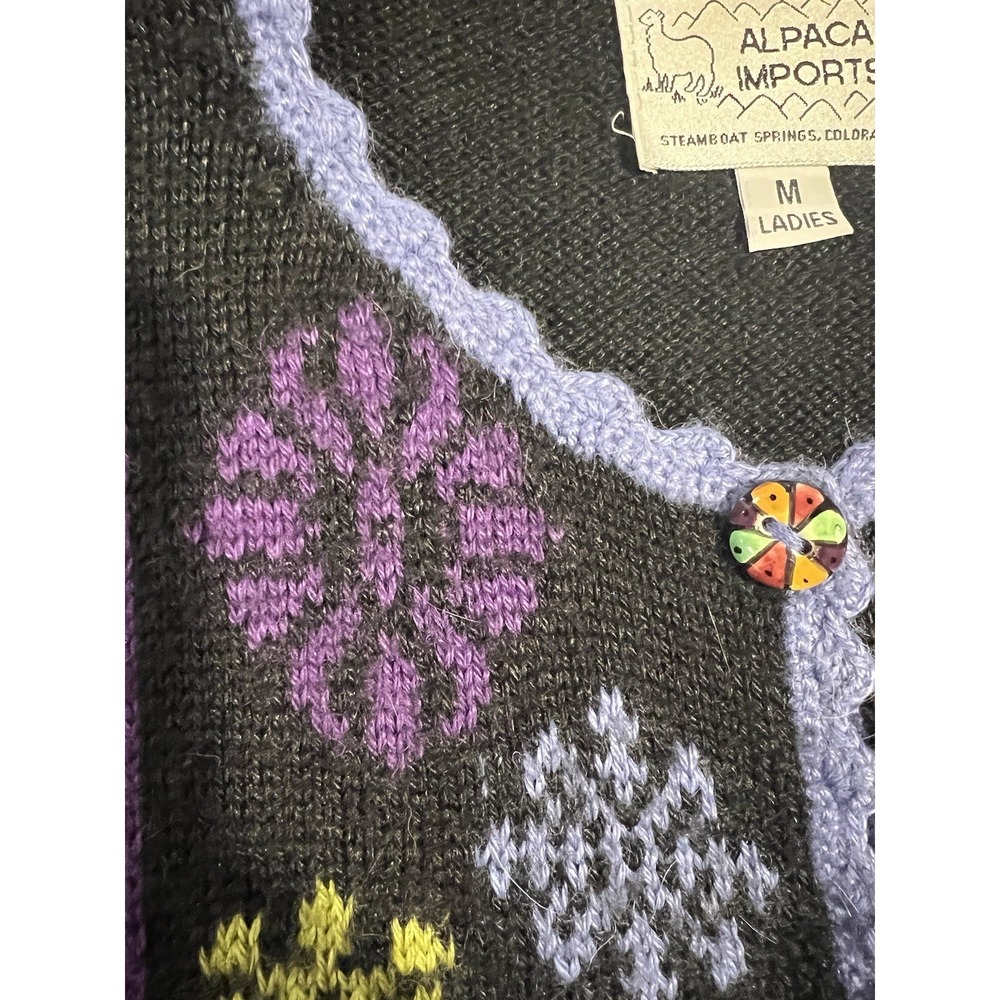 Alpaca Imports Cardigan Sweater Nordic Sz M Wool Ultra Soft Purple Blue - Picture 4 of 5